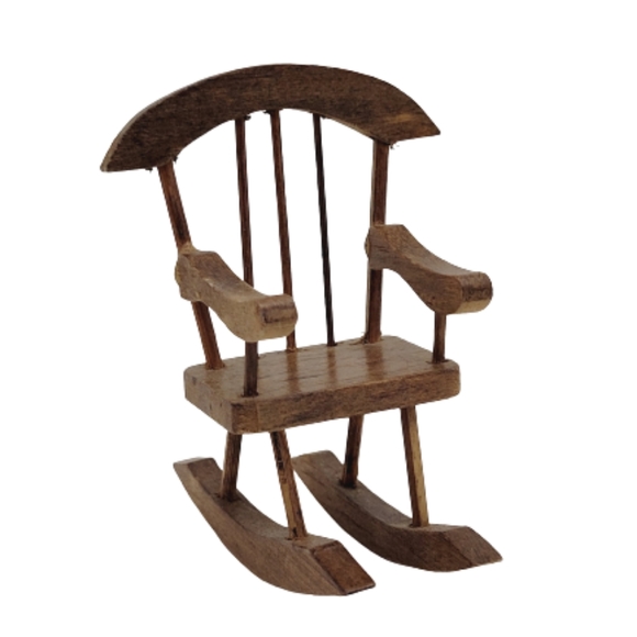 Vintage Other Vintage 7s Dollhouse Miniature Wood Rocking Chair With Armrest Poshmark
